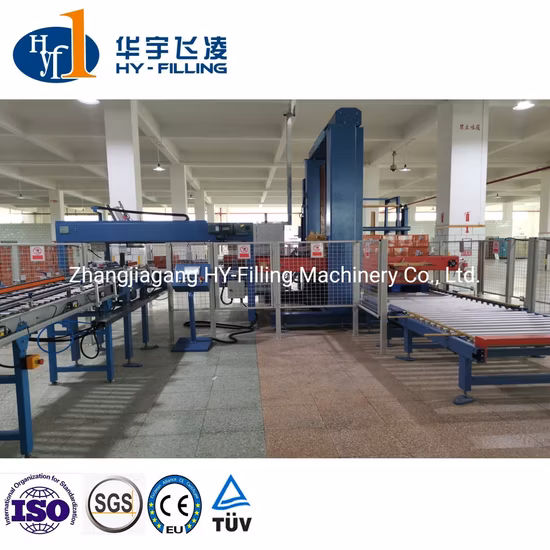 Máquina paletizadora automática de cajas para apilar cajas de botellas de agua y paletizar paquetes de películas en palés